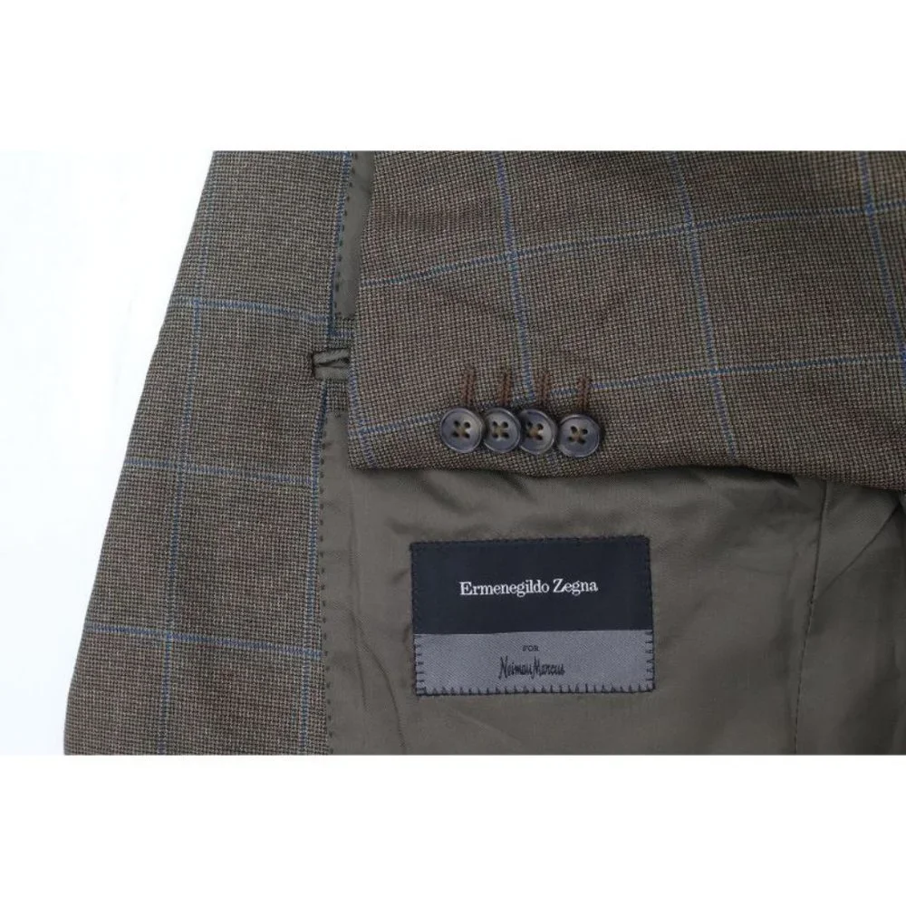 Ermenegildo zegna sport coat men's 40R Trofeo Silk wool Fit rom windowpane plaid